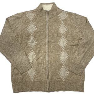 Haband Full Zip Cable Knit Sweater Mens XL Beige‎